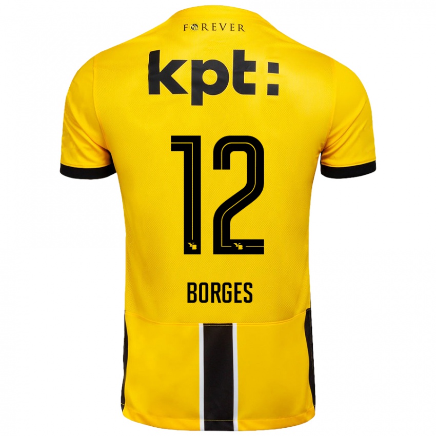 Kinder David Borges #12 Gelb Schwarz Heimtrikot Trikot 2024/25 T-Shirt Österreich