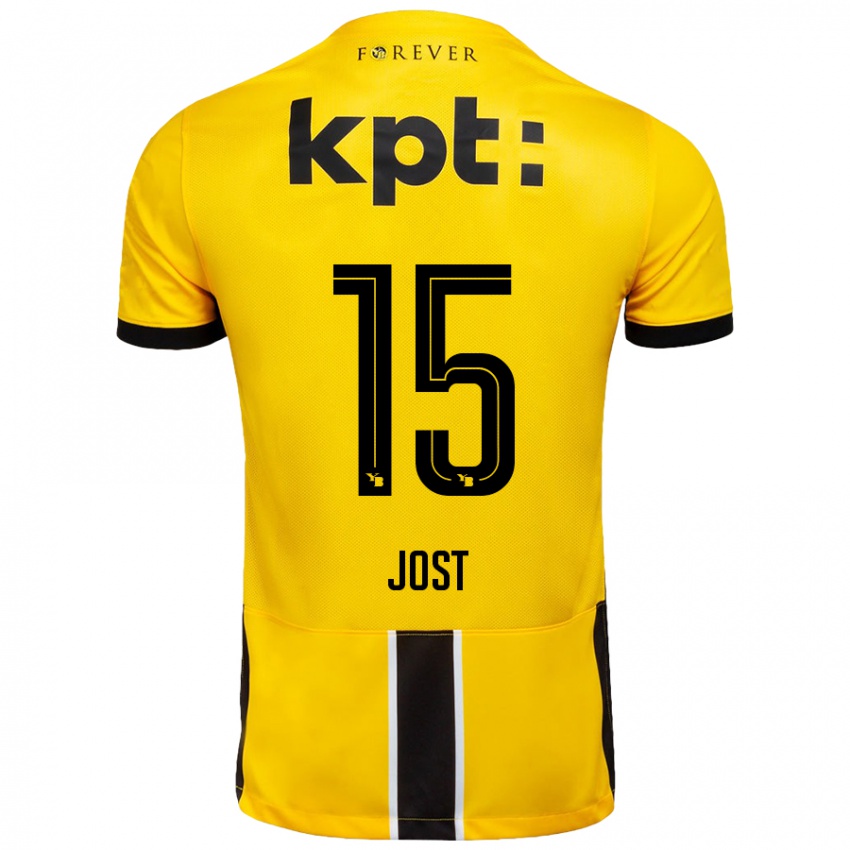 Kinder Tristan Jost #15 Gelb Schwarz Heimtrikot Trikot 2024/25 T-Shirt Österreich