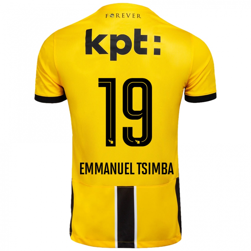 Kinder Felix Emmanuel Tsimba #19 Gelb Schwarz Heimtrikot Trikot 2024/25 T-Shirt Österreich