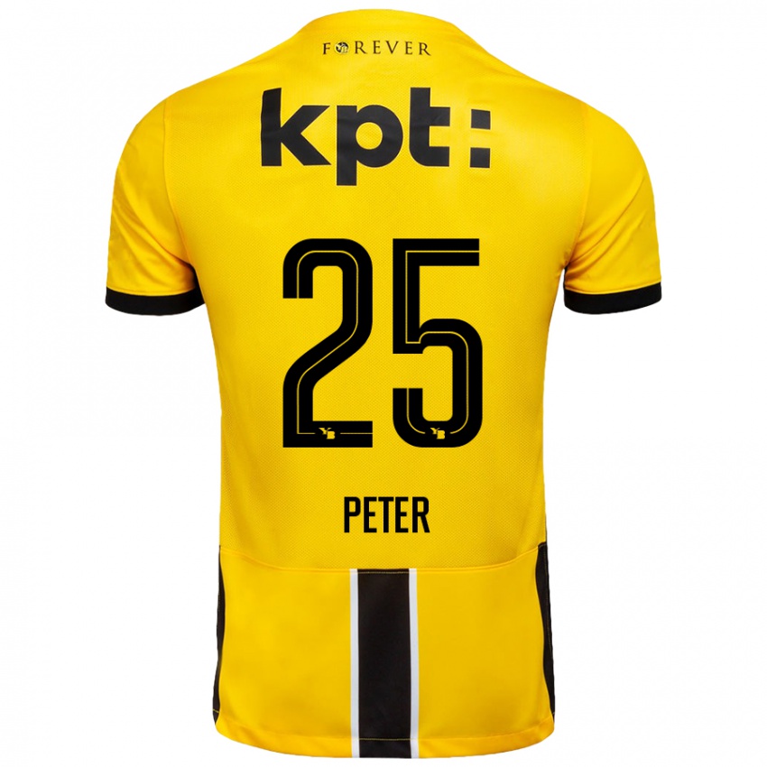 Kinder Luc Peter #25 Gelb Schwarz Heimtrikot Trikot 2024/25 T-Shirt Österreich