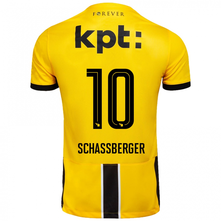 Kinder Julia Schassberger #10 Gelb Schwarz Heimtrikot Trikot 2024/25 T-Shirt Österreich