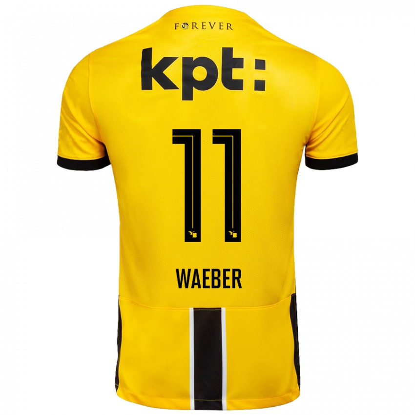 Kinder Stéphanie Waeber #11 Gelb Schwarz Heimtrikot Trikot 2024/25 T-Shirt Österreich