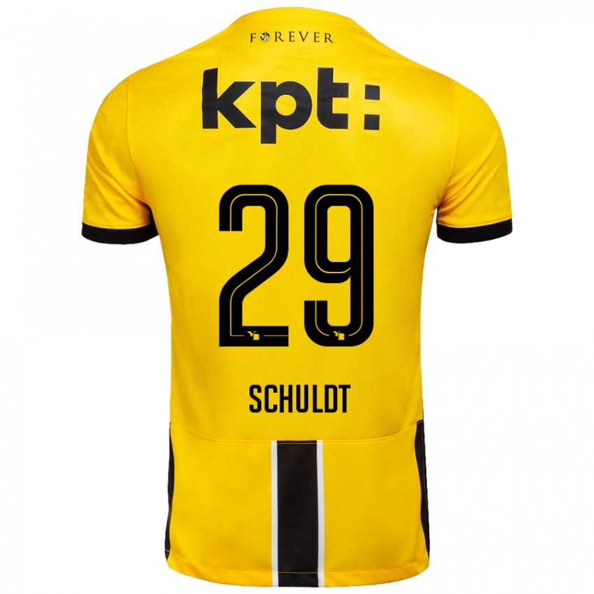 Kinder Inga Schuldt #29 Gelb Schwarz Heimtrikot Trikot 2024/25 T-Shirt Österreich