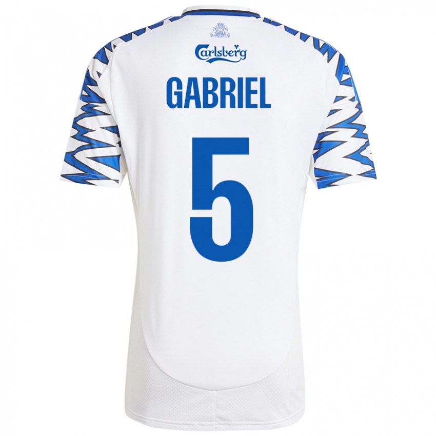 Kinder Gabriel Pereira #5 Weiß Himmelblau Heimtrikot Trikot 2024/25 T-Shirt Österreich