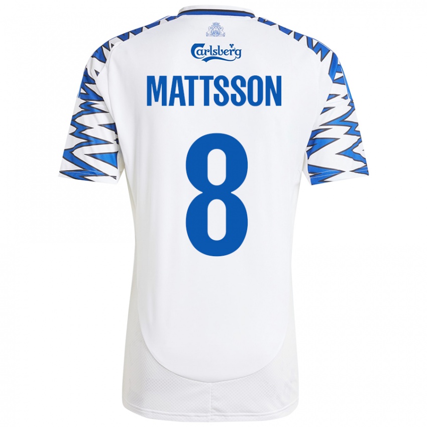 Kinder Magnus Mattsson #8 Weiß Himmelblau Heimtrikot Trikot 2024/25 T-Shirt Österreich