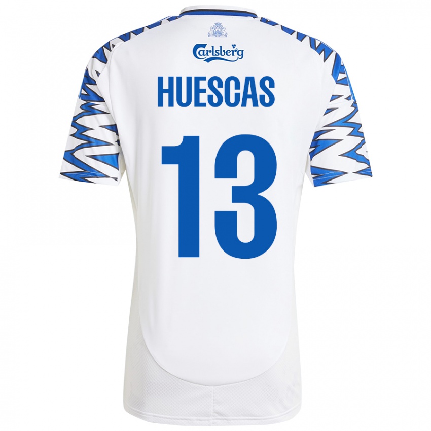 Kinder Rodrigo Huescas #13 Weiß Himmelblau Heimtrikot Trikot 2024/25 T-Shirt Österreich