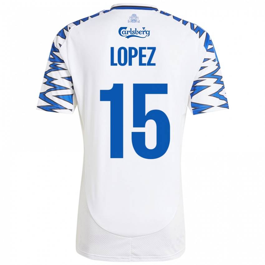 Kinder Marcos López #15 Weiß Himmelblau Heimtrikot Trikot 2024/25 T-Shirt Österreich