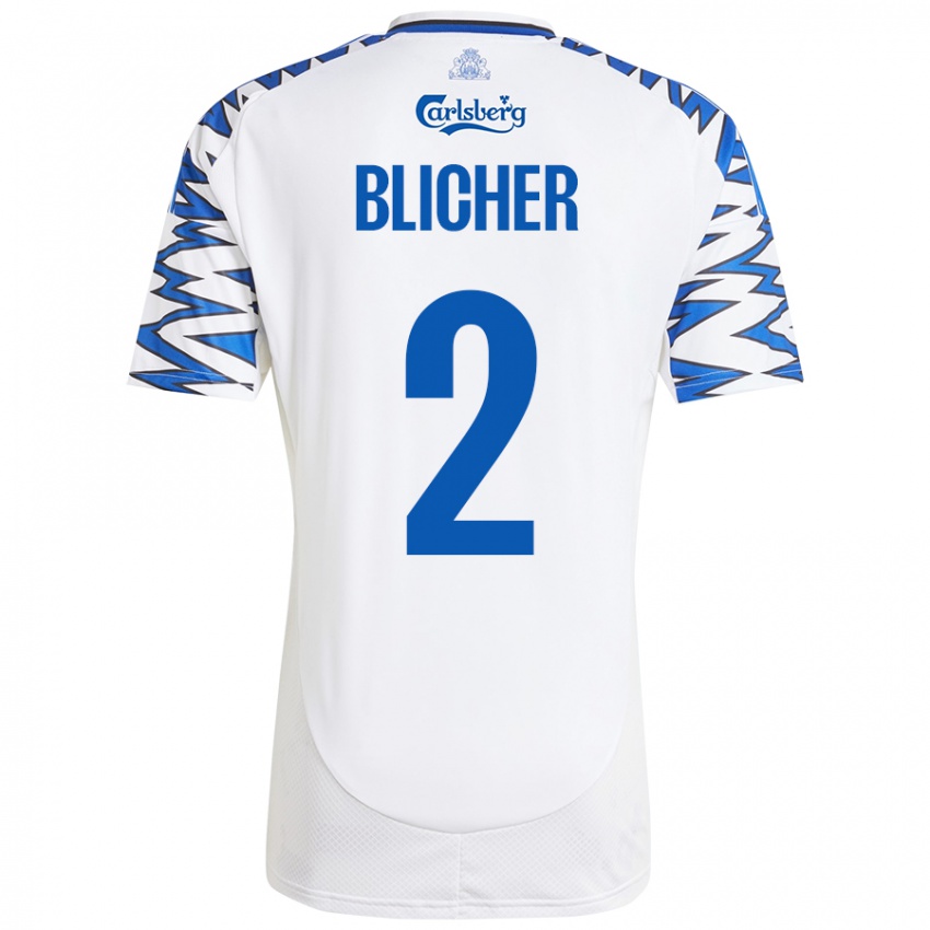 Kinder Nicolai Blicher #2 Weiß Himmelblau Heimtrikot Trikot 2024/25 T-Shirt Österreich