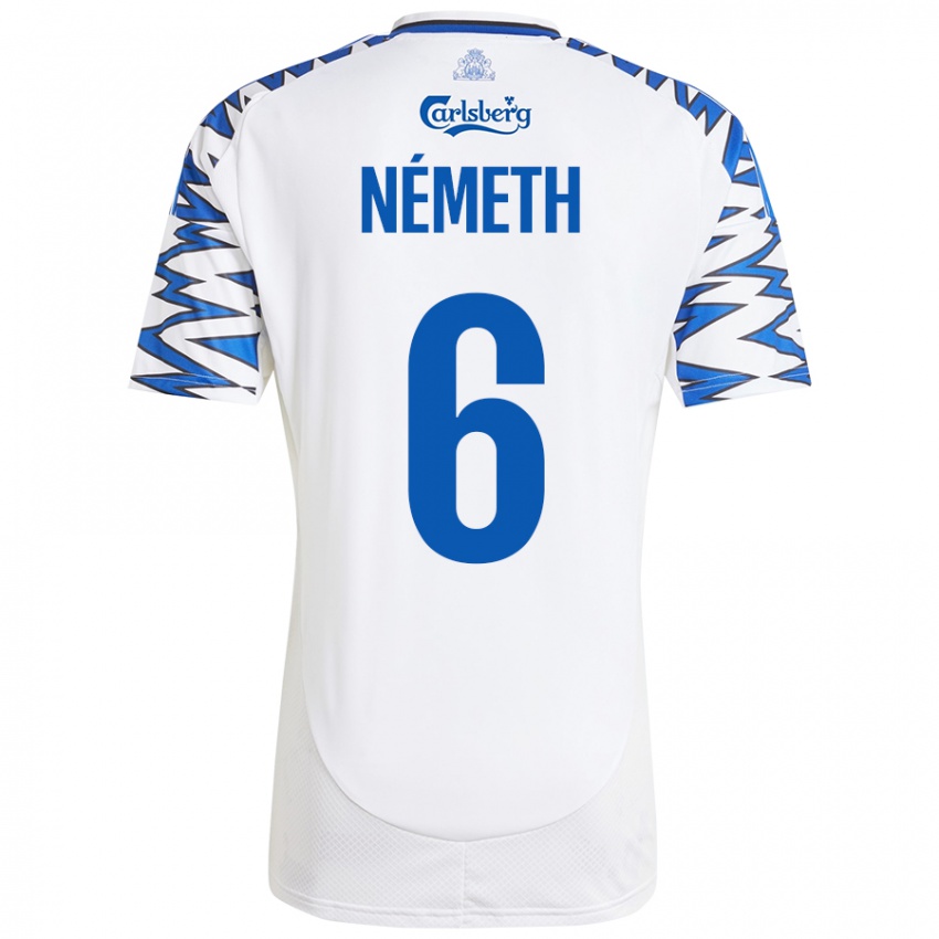 Kinder Hunor Németh #6 Weiß Himmelblau Heimtrikot Trikot 2024/25 T-Shirt Österreich