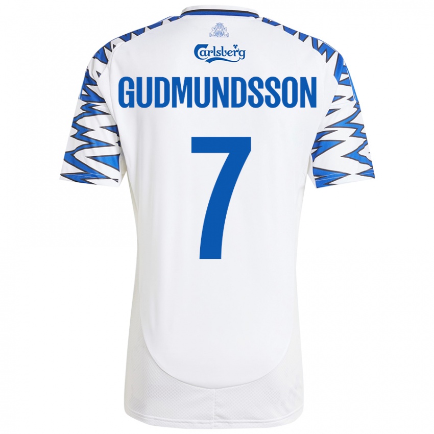 Kinder Galdur Gudmundsson #7 Weiß Himmelblau Heimtrikot Trikot 2024/25 T-Shirt Österreich