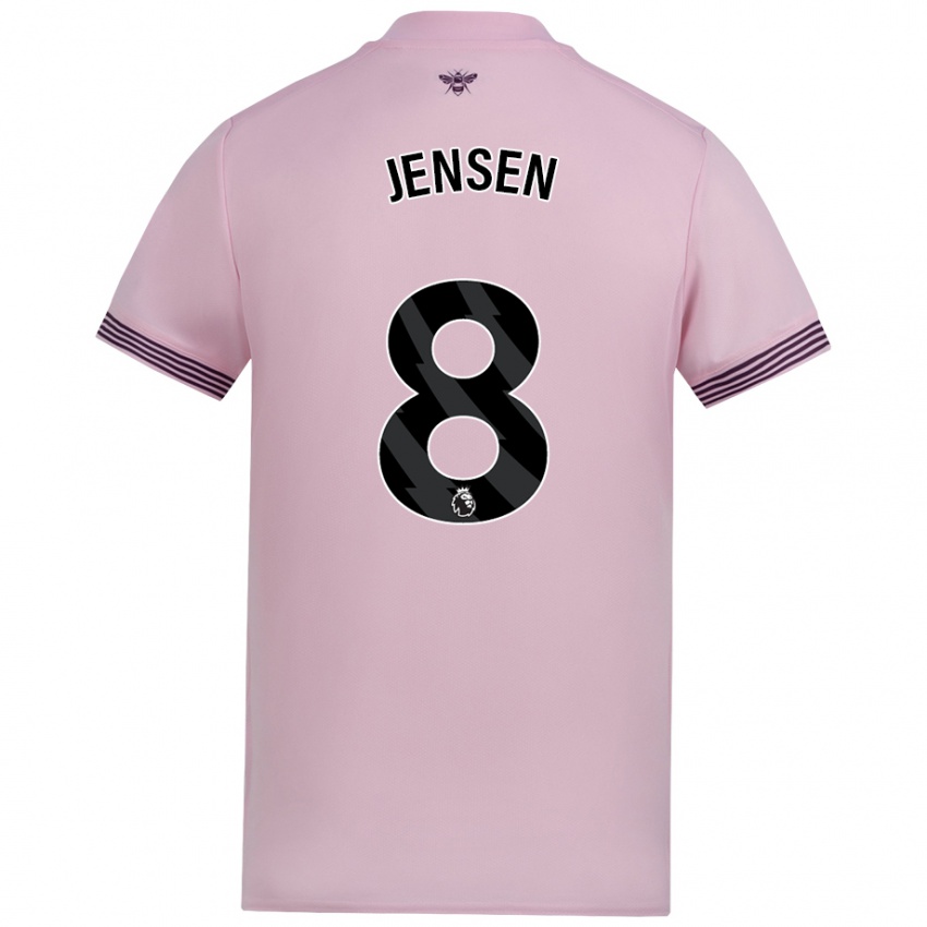 Kinder Mathias Jensen #8 Rosa Auswärtstrikot Trikot 2024/25 T-Shirt Österreich