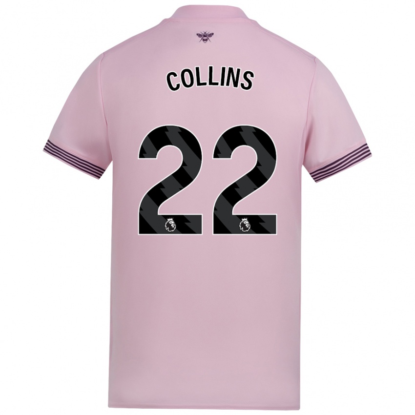 Kinder Nathan Collins #22 Rosa Auswärtstrikot Trikot 2024/25 T-Shirt Österreich