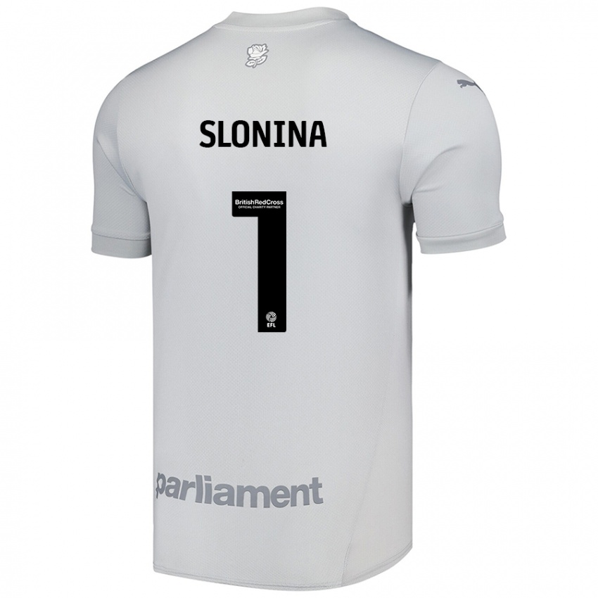 Kinder Gabriel Slonina #1 Silbergrau Auswärtstrikot Trikot 2024/25 T-Shirt Österreich