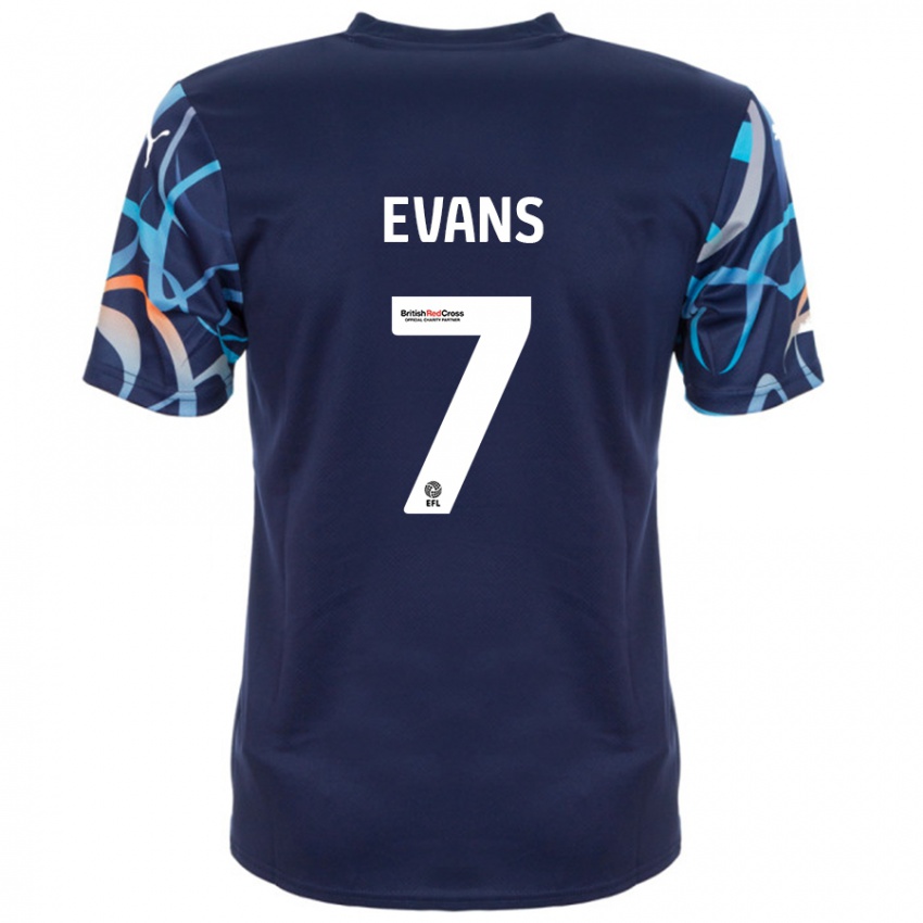 Kinder Lee Evans #7 Marineblau Auswärtstrikot Trikot 2024/25 T-Shirt Österreich