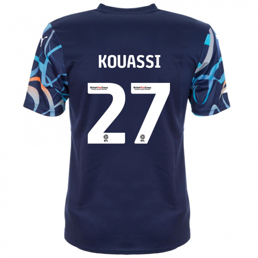 Kinder Kylian Kouassi #27 Marineblau Auswärtstrikot Trikot 2024/25 T-Shirt Österreich