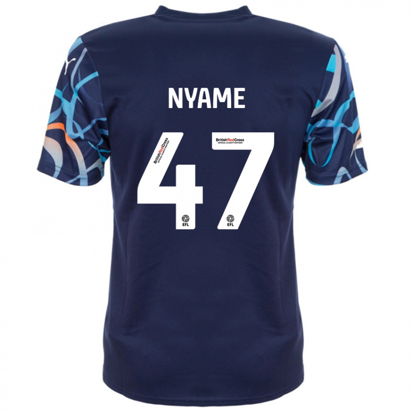 Kinder Josh Nyame #47 Marineblau Auswärtstrikot Trikot 2024/25 T-Shirt Österreich