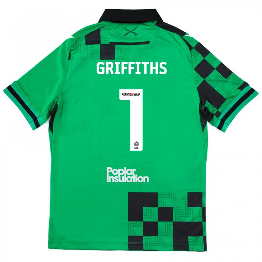 Kinder Josh Griffiths #1 Grün Schwarz Auswärtstrikot Trikot 2024/25 T-Shirt Österreich