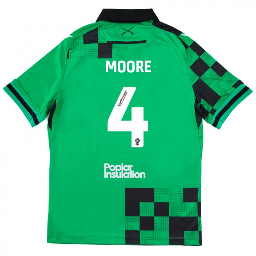 Kinder Taylor Moore #4 Grün Schwarz Auswärtstrikot Trikot 2024/25 T-Shirt Österreich