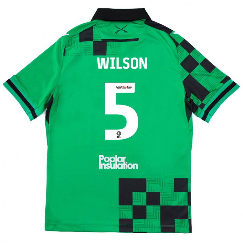 Kinder James Wilson #5 Grün Schwarz Auswärtstrikot Trikot 2024/25 T-Shirt Österreich