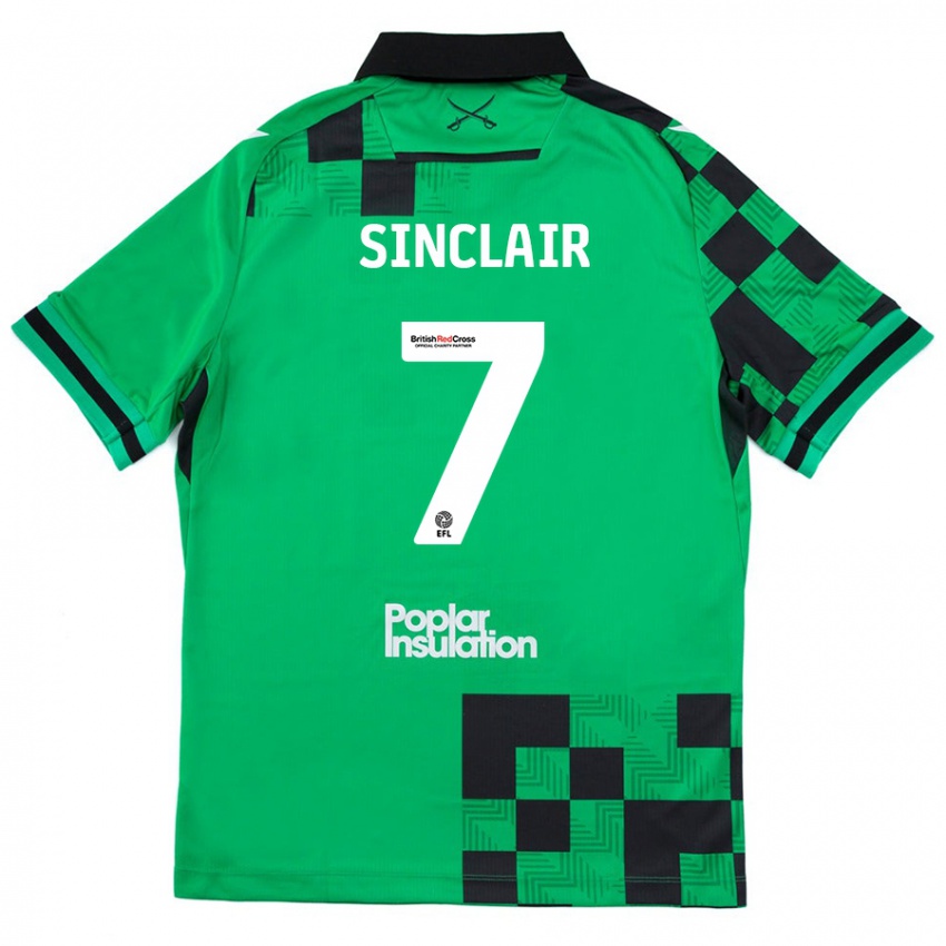 Kinder Scott Sinclair #7 Grün Schwarz Auswärtstrikot Trikot 2024/25 T-Shirt Österreich