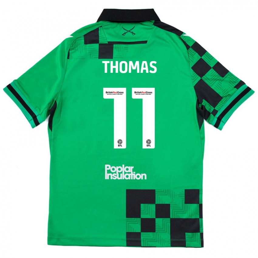 Kinder Luke Thomas #11 Grün Schwarz Auswärtstrikot Trikot 2024/25 T-Shirt Österreich