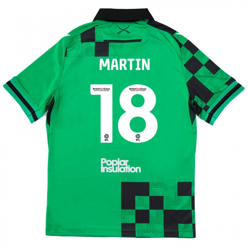 Kinder Chris Martin #18 Grün Schwarz Auswärtstrikot Trikot 2024/25 T-Shirt Österreich