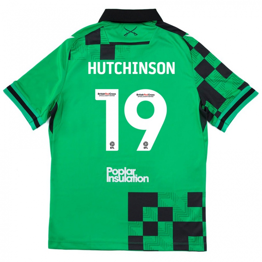 Kinder Isaac Hutchinson #19 Grün Schwarz Auswärtstrikot Trikot 2024/25 T-Shirt Österreich