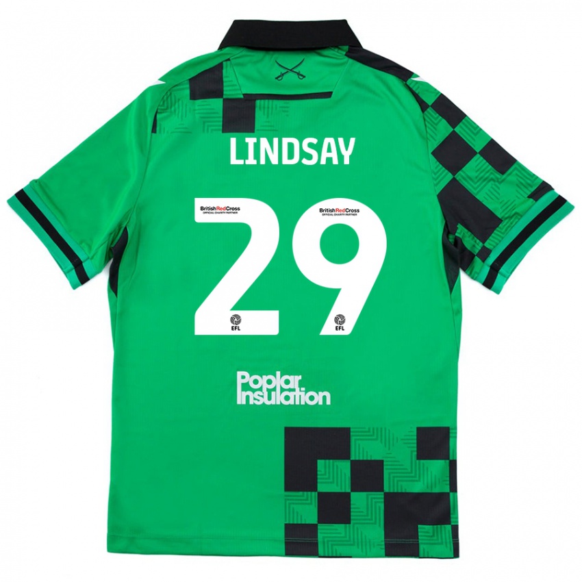 Kinder Jamie Lindsay #29 Grün Schwarz Auswärtstrikot Trikot 2024/25 T-Shirt Österreich