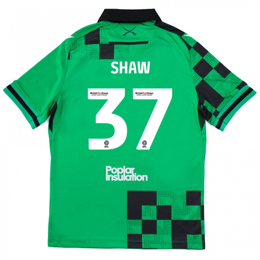 Kinder Kofi Shaw #37 Grün Schwarz Auswärtstrikot Trikot 2024/25 T-Shirt Österreich