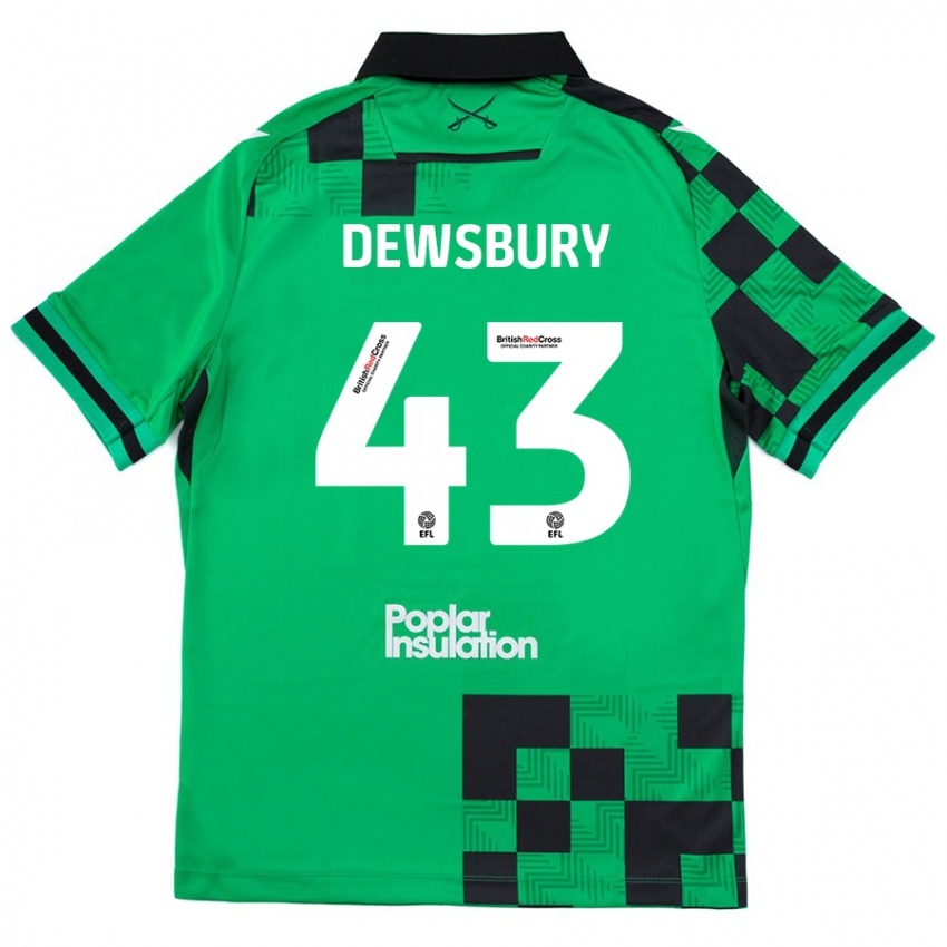 Kinder Ollie Dewsbury #43 Grün Schwarz Auswärtstrikot Trikot 2024/25 T-Shirt Österreich