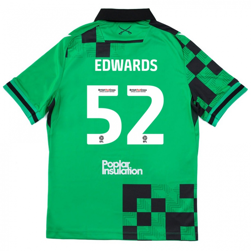 Kinder Max Edwards #52 Grün Schwarz Auswärtstrikot Trikot 2024/25 T-Shirt Österreich