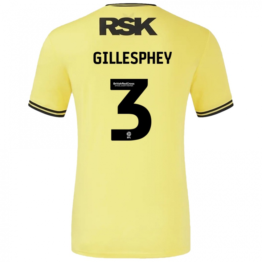 Kinder Macaulay Gillesphey #3 Gelb Schwarz Auswärtstrikot Trikot 2024/25 T-Shirt Österreich