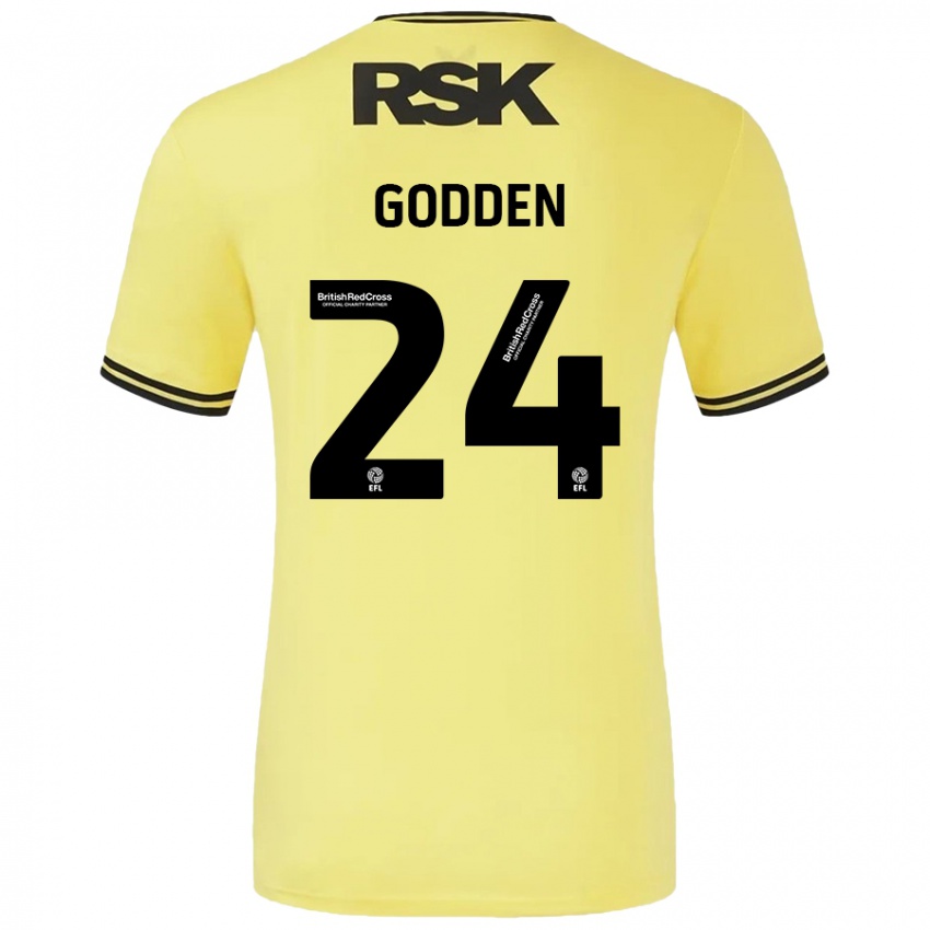 Kinder Matt Godden #24 Gelb Schwarz Auswärtstrikot Trikot 2024/25 T-Shirt Österreich