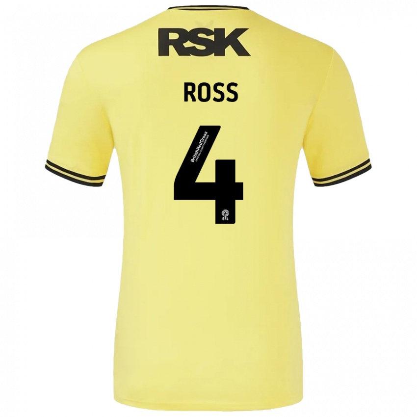 Kinder Mia Ross #4 Gelb Schwarz Auswärtstrikot Trikot 2024/25 T-Shirt Österreich