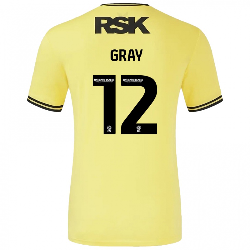 Kinder Jessica Gray #12 Gelb Schwarz Auswärtstrikot Trikot 2024/25 T-Shirt Österreich