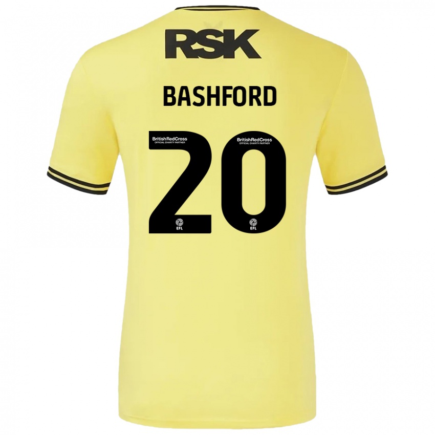 Kinder Mary Bashford #20 Gelb Schwarz Auswärtstrikot Trikot 2024/25 T-Shirt Österreich