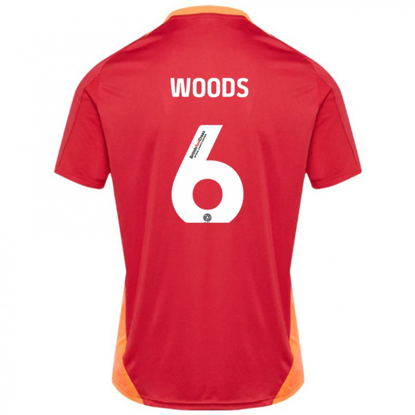 Kinder Ryan Woods #6 Blau Cremeweiß Auswärtstrikot Trikot 2024/25 T-Shirt Österreich