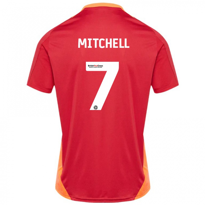 Kinder Demetri Mitchell #7 Blau Cremeweiß Auswärtstrikot Trikot 2024/25 T-Shirt Österreich