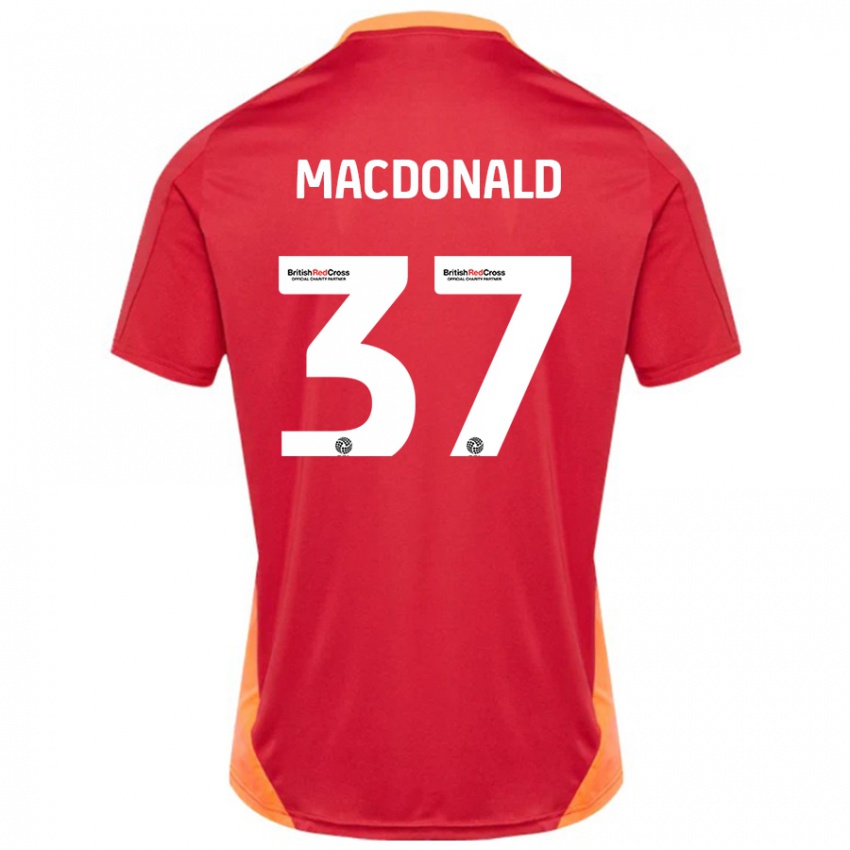 Kinder Shaun Macdonald #37 Blau Cremeweiß Auswärtstrikot Trikot 2024/25 T-Shirt Österreich