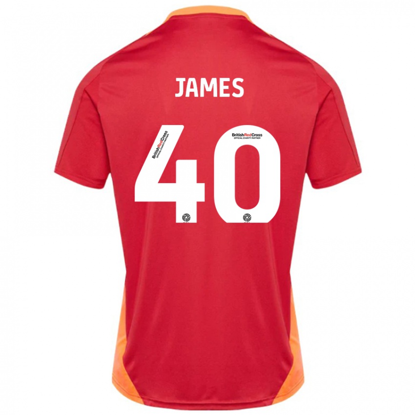 Kinder Ed James #40 Blau Cremeweiß Auswärtstrikot Trikot 2024/25 T-Shirt Österreich