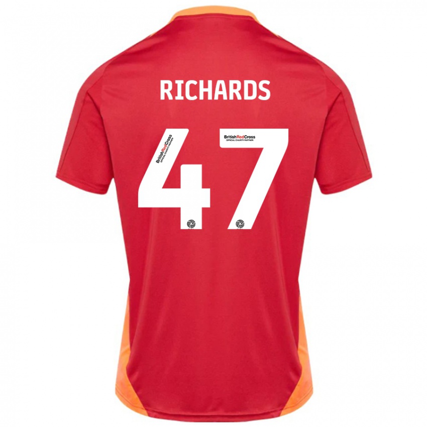 Kinder Jake Richards #47 Blau Cremeweiß Auswärtstrikot Trikot 2024/25 T-Shirt Österreich