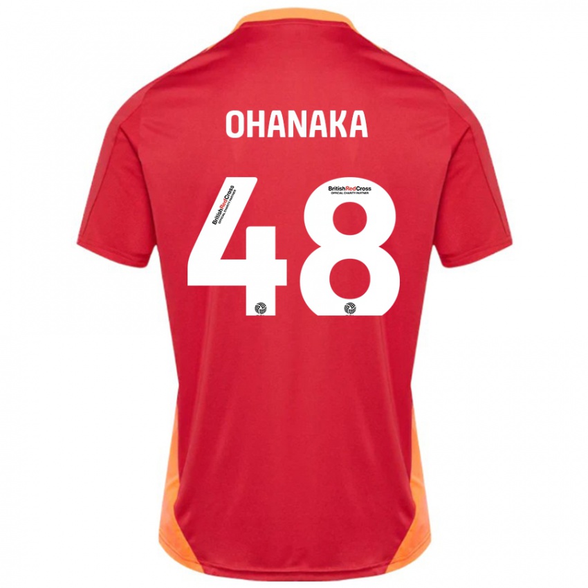 Kinder Santino Ohanaka #48 Blau Cremeweiß Auswärtstrikot Trikot 2024/25 T-Shirt Österreich