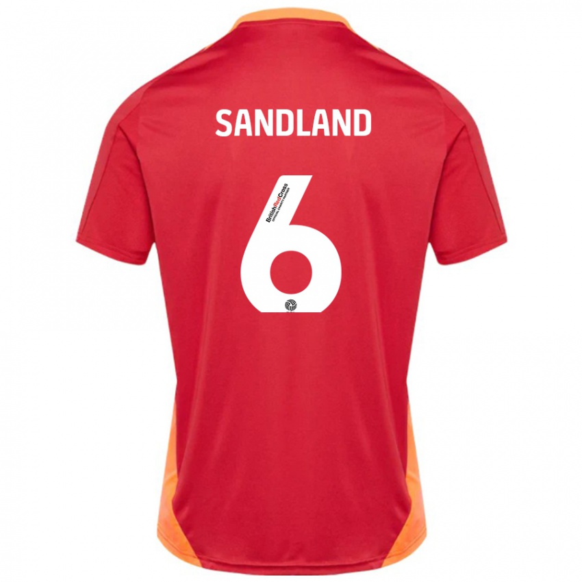 Kinder Jess Sandland #6 Blau Cremeweiß Auswärtstrikot Trikot 2024/25 T-Shirt Österreich