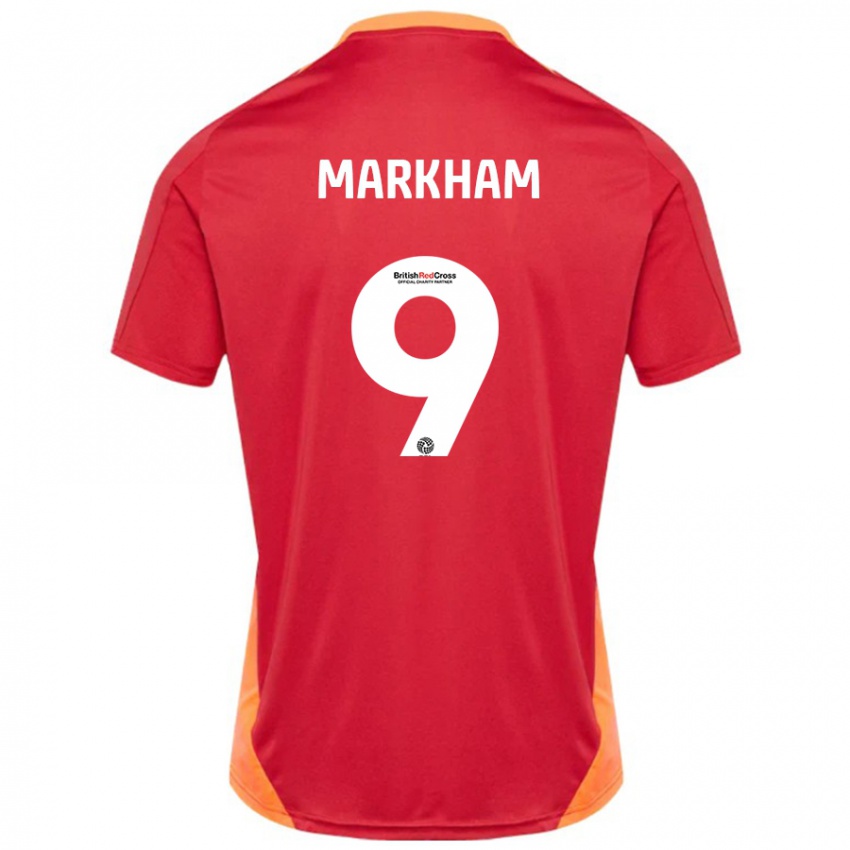 Kinder Jenna Markham #9 Blau Cremeweiß Auswärtstrikot Trikot 2024/25 T-Shirt Österreich