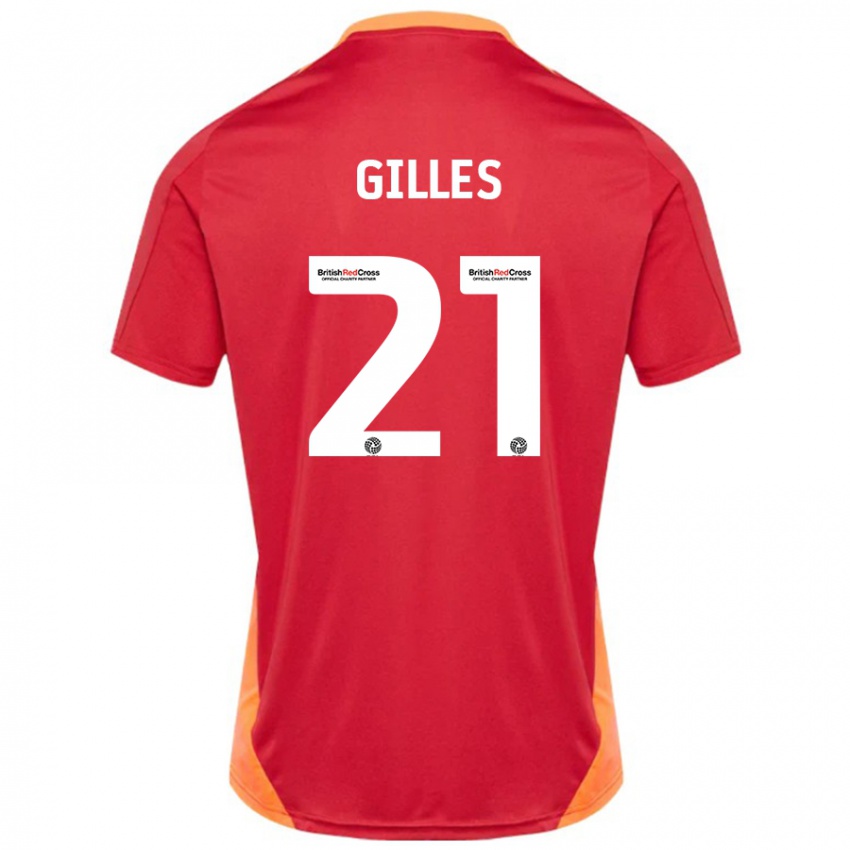 Kinder Sophie Gilles #21 Blau Cremeweiß Auswärtstrikot Trikot 2024/25 T-Shirt Österreich