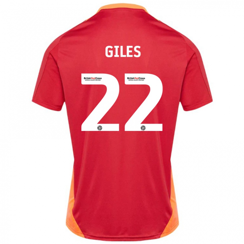 Kinder Olivia Giles #22 Blau Cremeweiß Auswärtstrikot Trikot 2024/25 T-Shirt Österreich