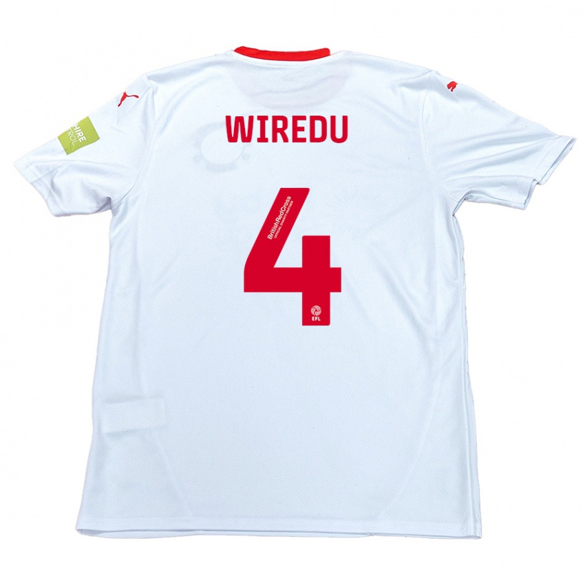 Kinder Brendan Wiredu #4 Weiß Auswärtstrikot Trikot 2024/25 T-Shirt Österreich