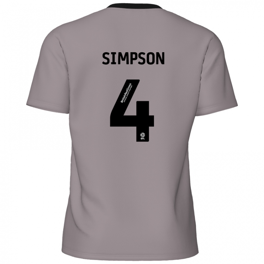 Kinder Jack Simpson #4 Grau Auswärtstrikot Trikot 2024/25 T-Shirt Österreich