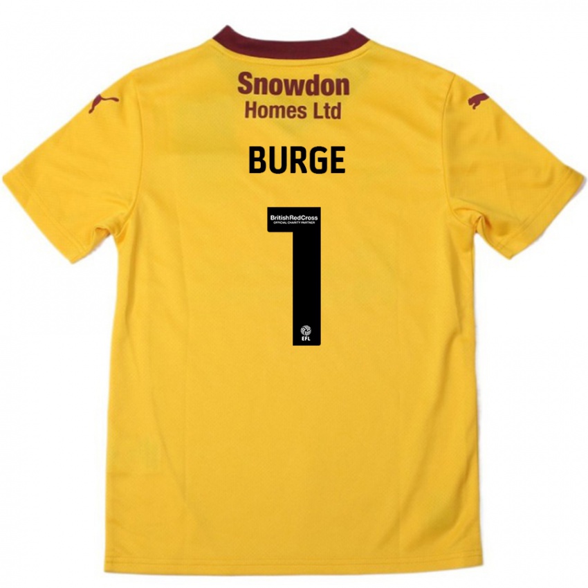 Kinder Lee Burge #1 Orange Burgunderrot Auswärtstrikot Trikot 2024/25 T-Shirt Österreich