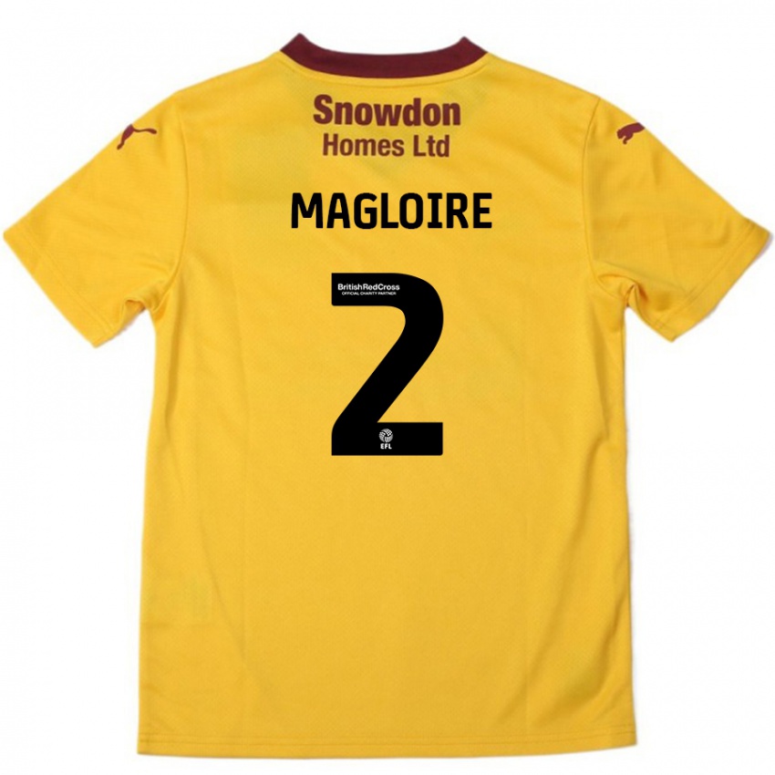 Kinder Tyler Magloire #2 Orange Burgunderrot Auswärtstrikot Trikot 2024/25 T-Shirt Österreich